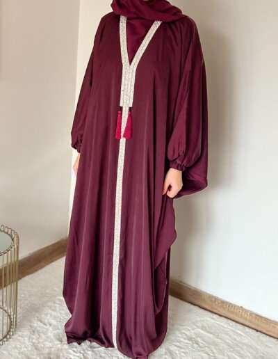 ROBE PAPILLON AUBERGINE