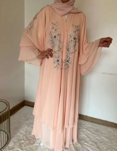 abaya cap manal saumon